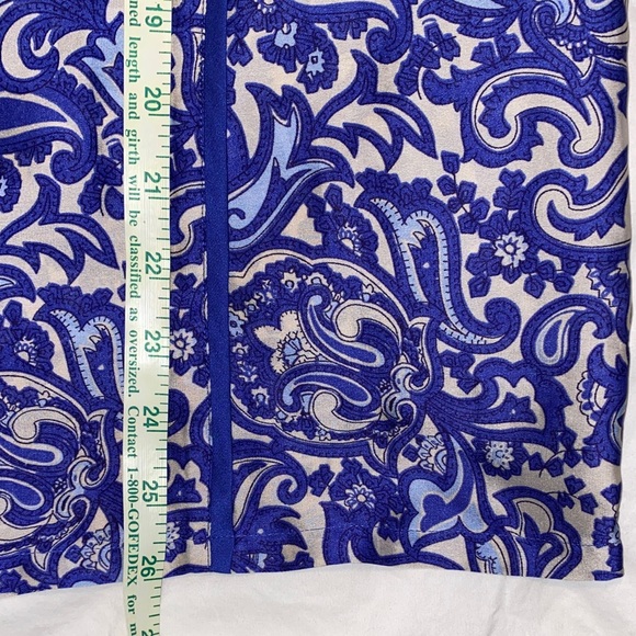 LOFT Blue and Ivory Paisley Women's Blouse - Picture 8 of 8